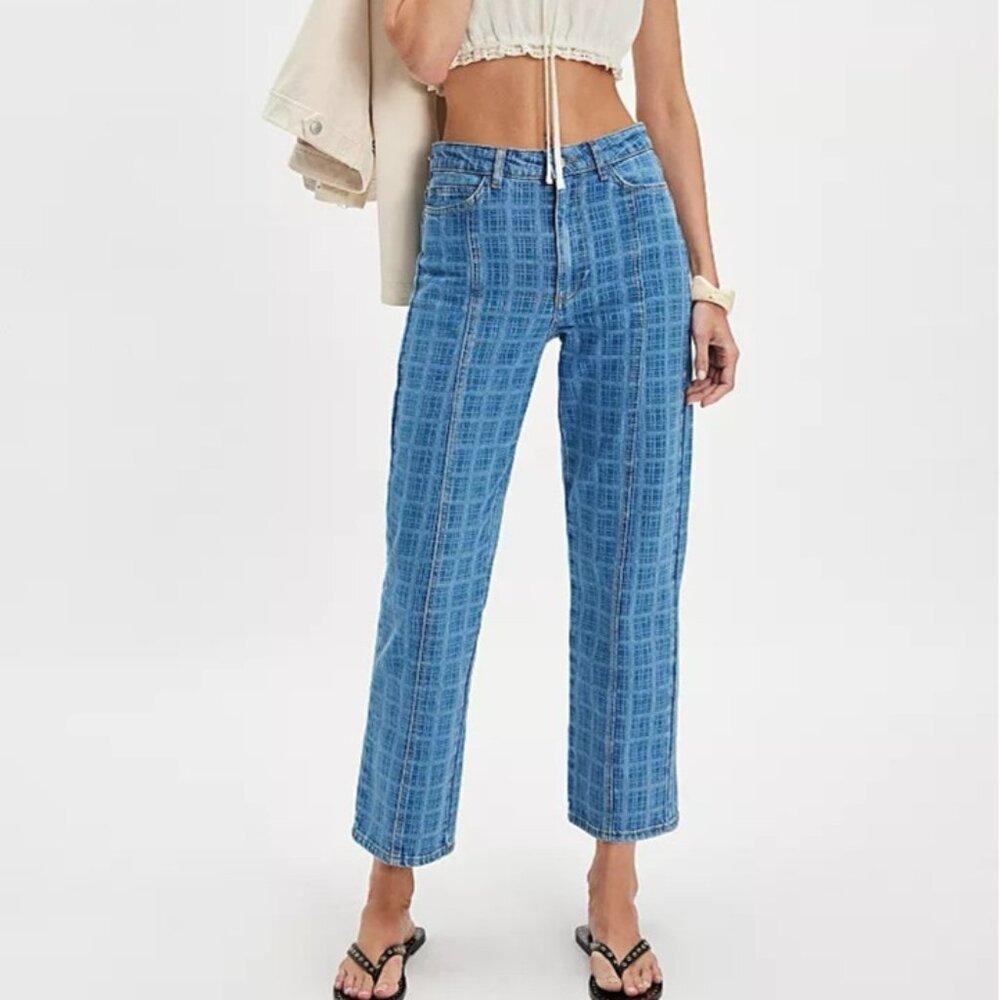 Damson Madder Tovie Laser Check Jeans Womens 6 Y2K Contemporary Denim Normcore